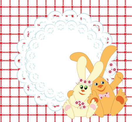 Children's background with a couple of rabbitsのイラスト素材