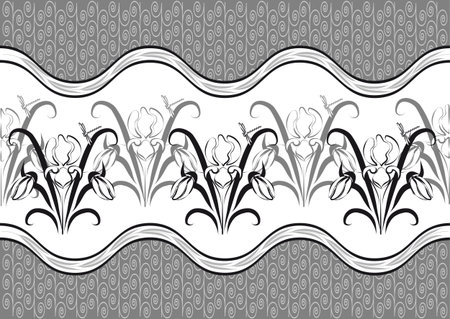 Decorative background, decorated ornament with Irisesのイラスト素材