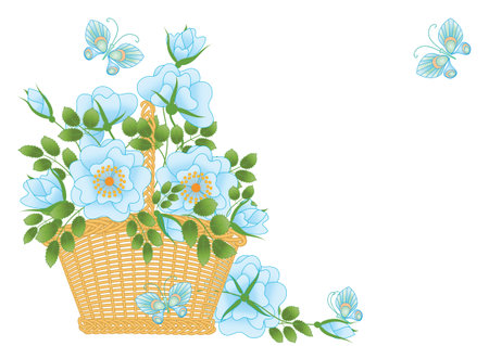 blue roses in a basketのイラスト素材