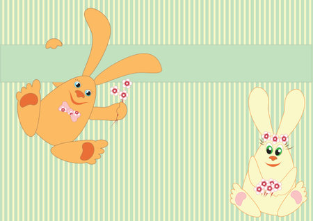 children s background with two rabbitsのイラスト素材