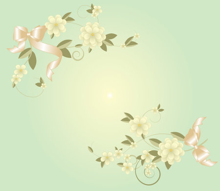 bouquets with bows on a green backgroundのイラスト素材