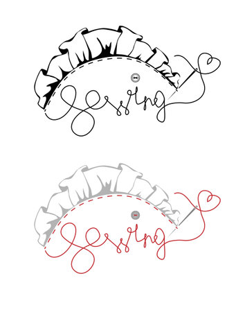 sewing, lace and thread with a needle, vector illustrationのイラスト素材