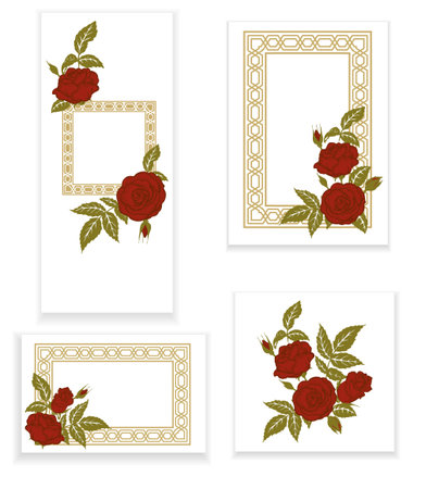 red roses, element for design, invitation template, greetings, postcards, advertising with rosesのイラスト素材