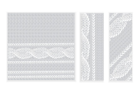 Template greeting card, invitation, poster, pattern of knitted fabric, vector illustrationのイラスト素材