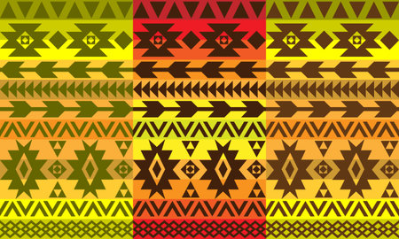 set of ethnic patterns, vector illustrationのイラスト素材