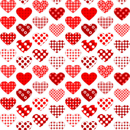 Textile hearts with polka dots seamless vector art illustration for valentineâs day.のイラスト素材