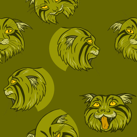 wild forest cats, seamless vector illustrationのイラスト素材