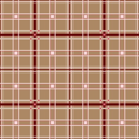 Checkered seamless pattern, stripes of beige, Burgundy and pink on a beige background. Harmonious interweaving of thin and wide stripes, vector illustrationのイラスト素材