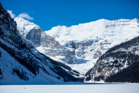 Lake Louise, Banff National Park, Alberta, Canada in winterの写真素材