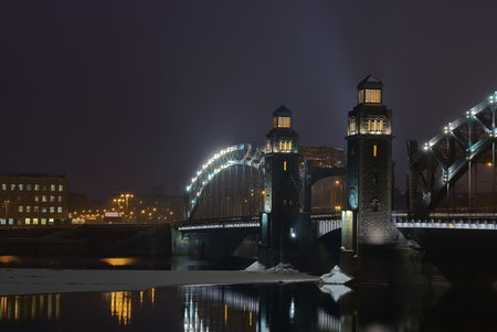 Night City Lights. Bridge.                 の写真素材