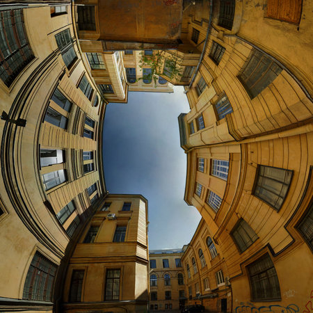 panoramic courtyardの写真素材