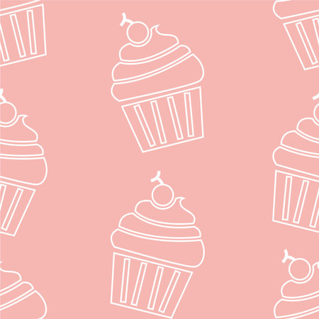 Vector cupcakes seamless pattern,  To make it look so sweet, a pink background.のイラスト素材