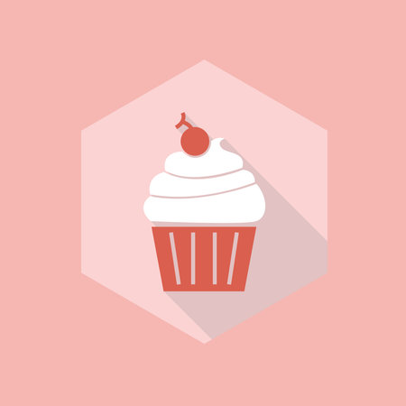 Cupcake vector on hexagon icon pink color, Vector flat styleのイラスト素材