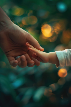 Tender Connection: Holding a Childs Handの素材