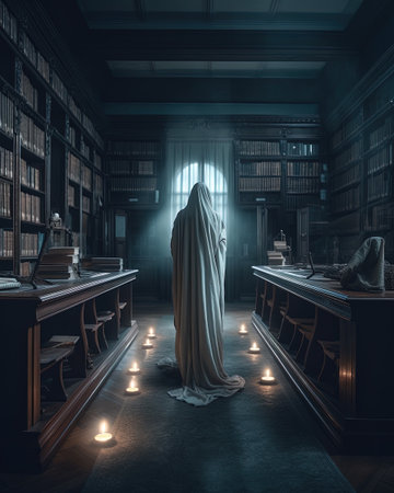 The death in the dark room of the old libraryの素材