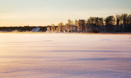 Sunrise in the winterの写真素材