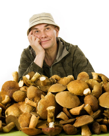 habitual gatherer of mushroomsの写真素材
