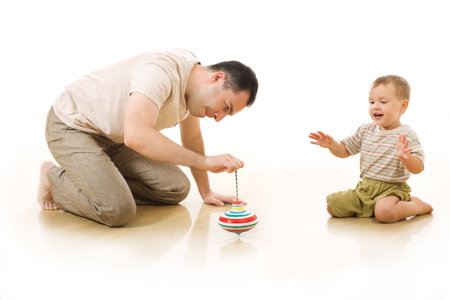 The man plays with his little sonの写真素材
