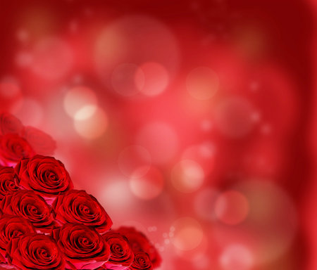 Floral border with red rosesの写真素材