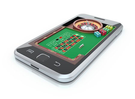 Roulette table in the mobile phoneの写真素材