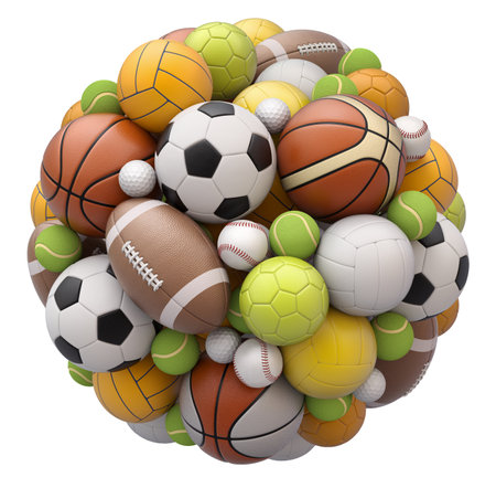 Sport balls isolated on white backgroundの写真素材