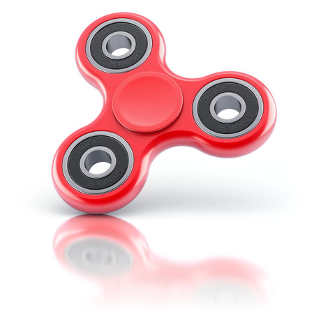 Red fidget spinner stress relieving toy - 3D illustrationの写真素材