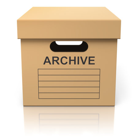 Storage box over reflective white background - 3D illustrationの写真素材