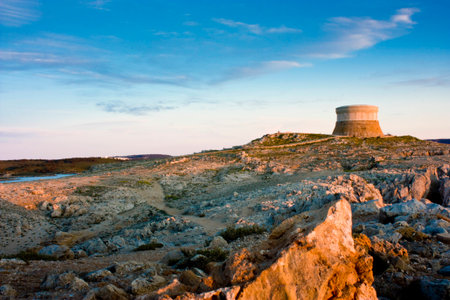 Defense tower on the Menorcan coastの写真素材