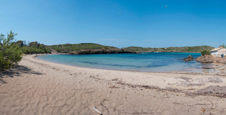Beach in Menorca white sand and blue water island den Colomの写真素材