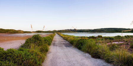 Blue sky on roadの写真素材