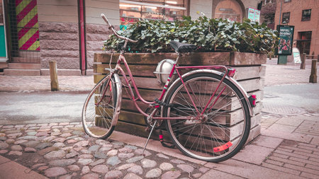 MalmÃ¶, Sweden - February 1, 2020: Many broken bicycles are seen in the city of MalmÃ¶. Abandoned,, stolen, lost or vandalized.のeditorial素材