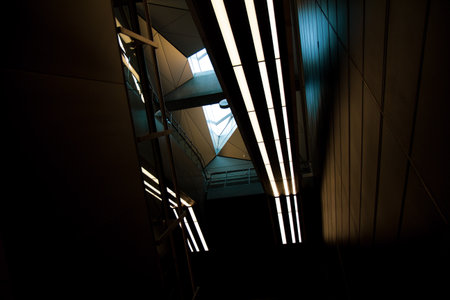 Abstract and futuristic architecture in Danish subway stationの写真素材