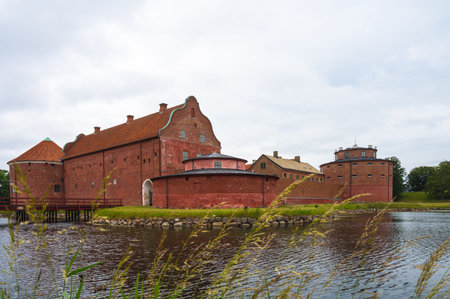 Landskrona castle with its round prison towersのeditorial素材