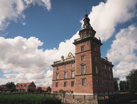Marsvinsholm, Sweden - August 23, 2020: The area around the castle is empty on this bright summer dayのeditorial素材