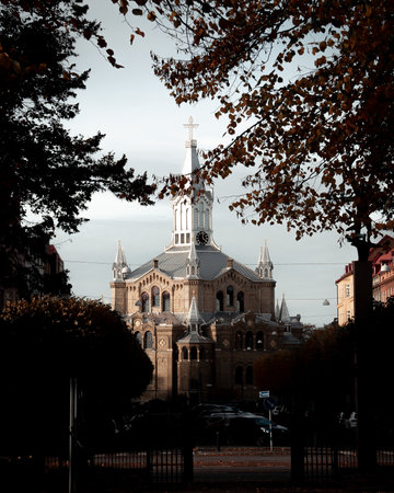 The church callet St Pauli in MalmÃ¶ Sweden during fall