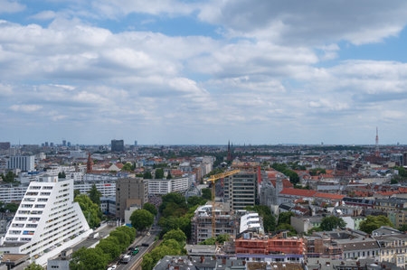 Aerial view of Kleisstrasse and Nollendorfplatz in Berlin Germany during summerの写真素材