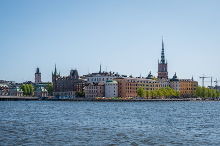 Riddarholmen skyline in Stockholm Sweden on summer windy summer dayの写真素材