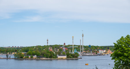 The amusement park GrÃ¶na Lund in Stockholm Sweden in summer timeの写真素材