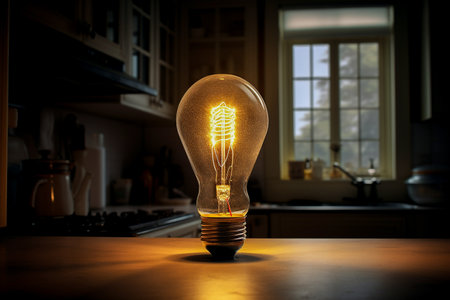 Incandescent light bulb in the kitchen. 3d rendering.の素材