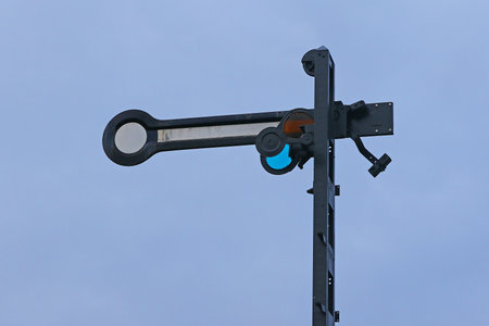 Old german mechanical railroad signalの写真素材