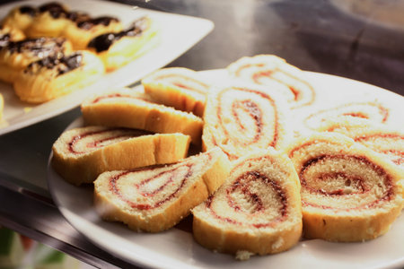desert with vanilla and custard cream cake.