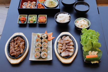 Japanese Bento Lunch .box of fast food with smoked eel.の写真素材