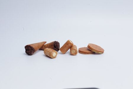 variety of biscuit with chocolate, coconut spice.