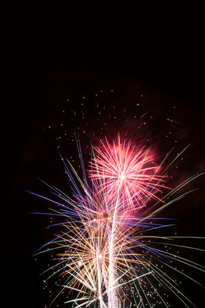 Fireworks at night, fire castles with space for your text
