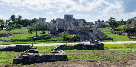 Ruins Tulum. Old mayan site, the Ruinas in Tulum, Ouintana Roo, Mexicoの写真素材