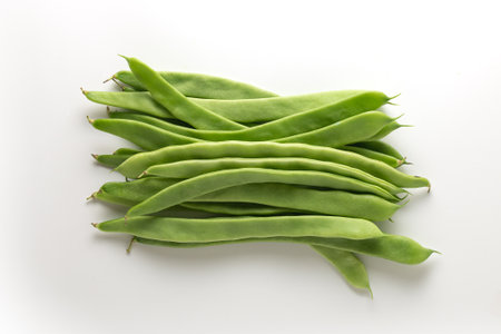 fresh tender beans on white background. isolated from the background