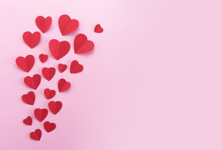 bud of red hearts on pink background, with space for copy, happy valentine's day, mother's day,...