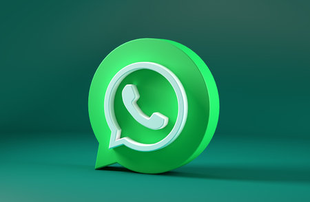 WhatsApp icon isolated on green background. 3D Illustrationのeditorial素材