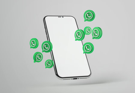 Smartphone with whatsapp icons mockupのeditorial素材