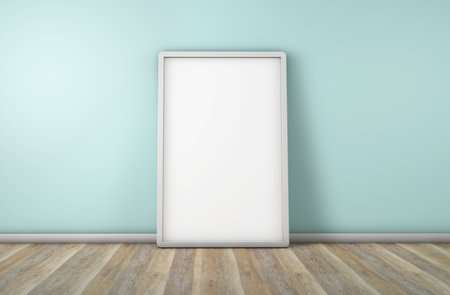 Blank cadre for your design, on the floor and leaning against the wallの写真素材